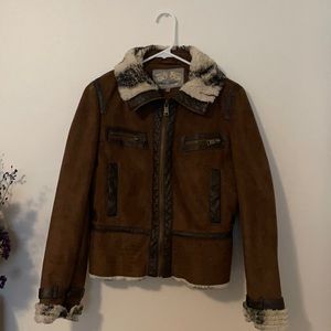 Steve Madden Fully Lined Fur & Suede Jacket.